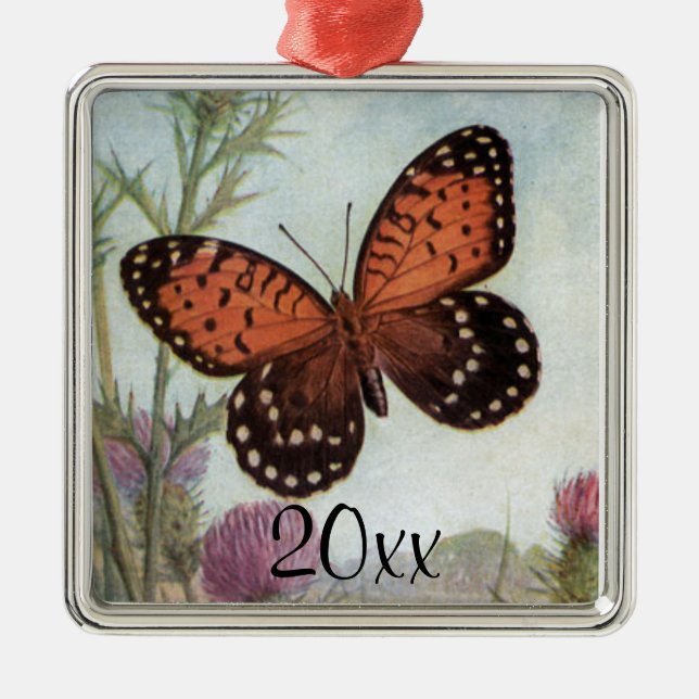Enfeite de Borboleta Vintage Personalizado (Frente)