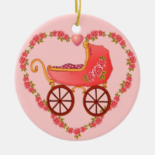 Enfeite de buggy de coração de bebê menina