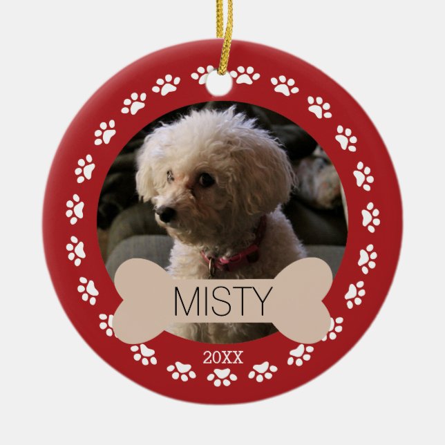 Enfeite de Cachorro com Foto Personalizada Patas e (Frente)