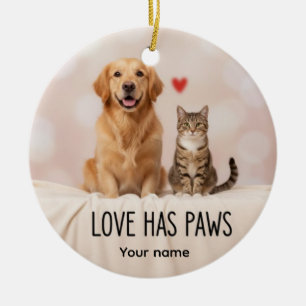 Enfeite de Cachorro e Gato com Amor Personalizado