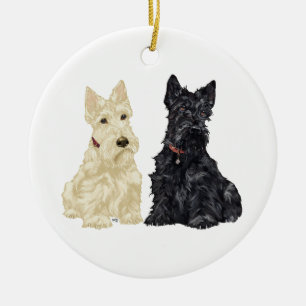 Enfeite de Cachorro Scottie Trigo e Preto