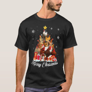 Enfeite de camiseta de árvore de Natal de galinhas
