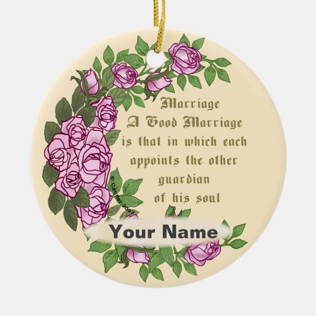 Enfeite de casamento personalizado com verso de ca (Frente)