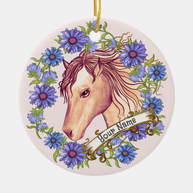 Enfeite de cavalo Blue Daisy (Frente)