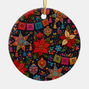 Enfeite de Cerâmica Colorido de Natal Folclórico