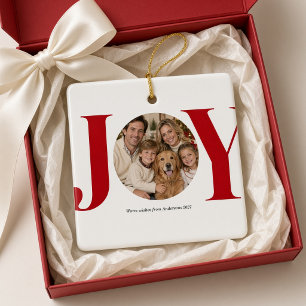 Enfeite de Cerâmica com Foto de Natal da Família J