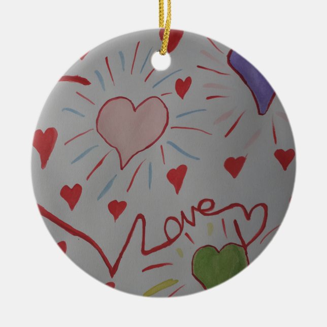Enfeite de Cerâmica Corações de Amor (Frente)