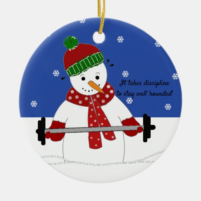 Enfeite de Cerâmica de Boneco de Neve com Treino D (Frente)