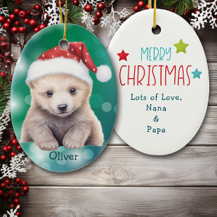 Enfeite de Cerâmica de Urso Polar com Chapéu de Pa
