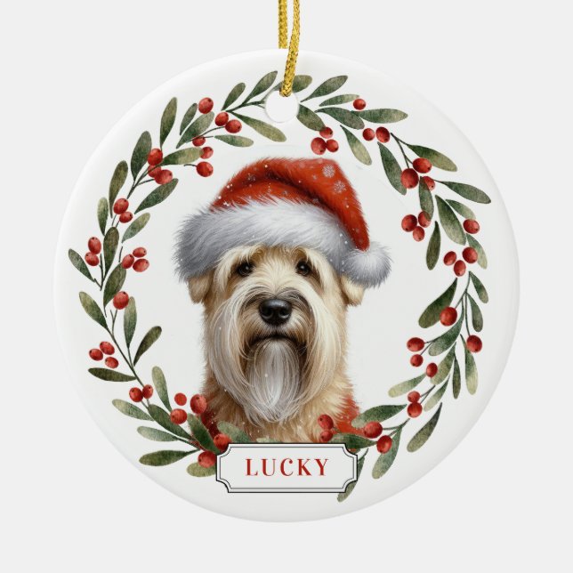 Enfeite de Cerâmica do Terrier Wheaten de Capa Mac (Frente)