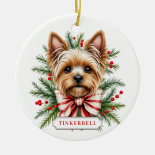 Enfeite de Cerâmica em Círculo Yorkshire Terrier