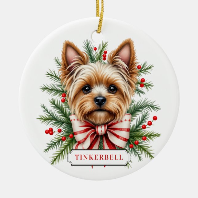 Enfeite de Cerâmica em Círculo Yorkshire Terrier (Frente)