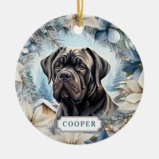 Enfeite de Cerâmica em Forma de Círculo Cane Corso (Frente)