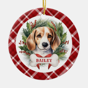 Enfeite de Cerâmica em Forma de Círculo com Beagle