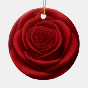 Enfeite de Cerâmica - Flor de Rosa Vermelha