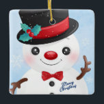 Enfeite de Cerâmica Homem de Neve<br><div class="desc">Enfeite de Cerâmica Homem de Neve
Traga muito mais alegria natalina para sua árvore com um enfeite de cerâmica personalizado. Adicione fotos da família,  imagens e mensagens pessoais em ambos os lados deste enfeite. Um fio de ouro facilita pendurar este lindo souvenir.</div>