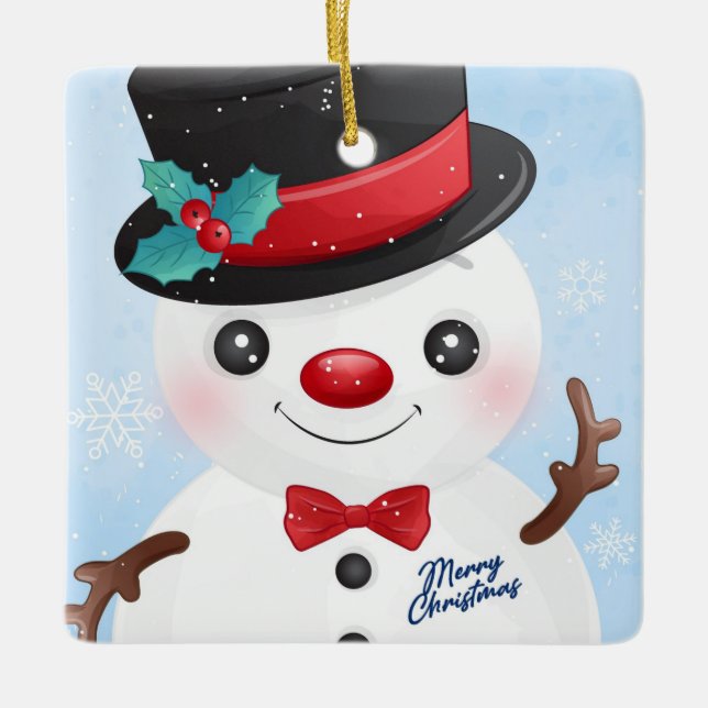 Enfeite de Cerâmica Homem de Neve (Frente)