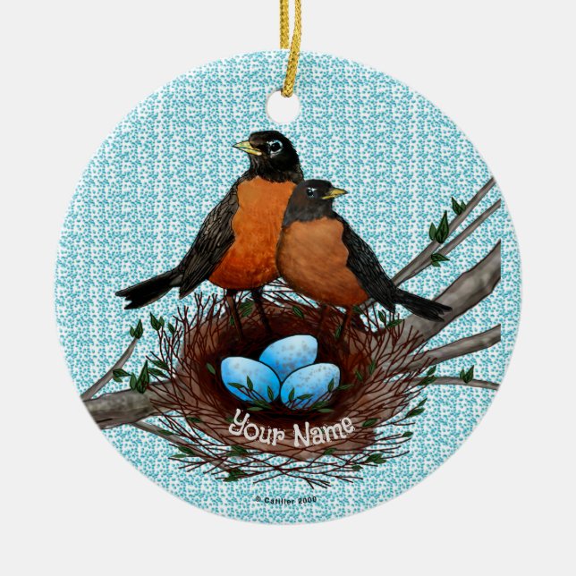 Enfeite de Cerâmica Ninho de Robin (Frente)