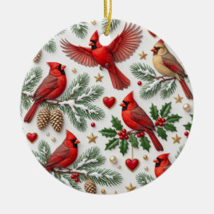 Enfeite de Cerâmica Papagaio Vermelho Cardinal Pin