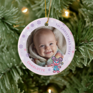 Enfeite de Cerâmica para Foto do 1º Natal da Bebê 