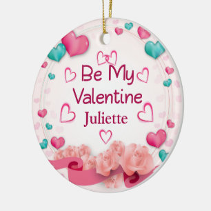 Enfeite de Cerâmica Personalizado Be My Valentine