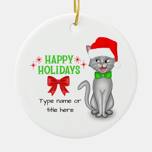 Enfeite de Cerâmica Personalizado do Gato Matemáti (Frente)