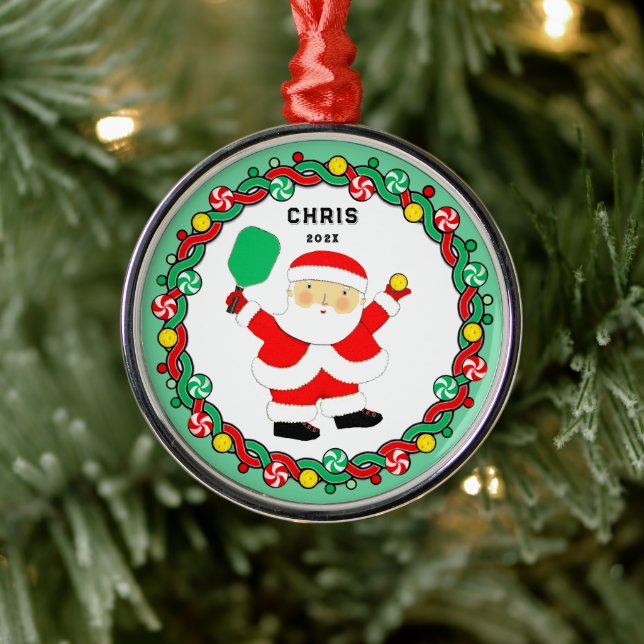 Enfeite de Cerâmica Pickleball Papai Noel (Árvore)