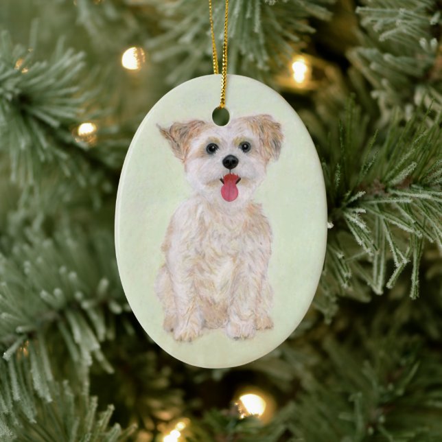 Enfeite de Cerâmica Premium Morkie (Árvore)