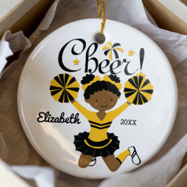 Enfeite de Cheerleader Afro-Americano Preto e Dour
