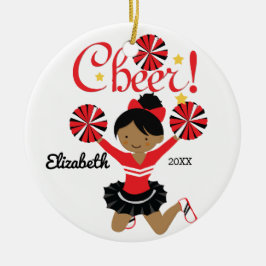 Enfeite de Cheerleader Afro-Americano Preto e Verm