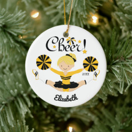 Enfeite de Cheerleader Loira Preto e Dourado