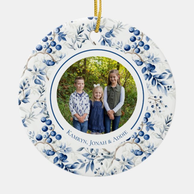 Enfeite de círculo azul de Toile Holly (Frente)