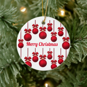Enfeite de círculo de bolas de Natal alegre vermel