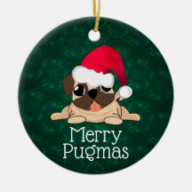 Enfeite de círculo de Pug de Natal
