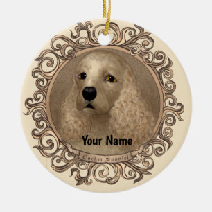 Enfeite de cocker spaniel ornamentado