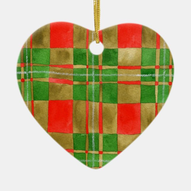 Enfeite de Coração de Cerâmica MAC GREGOR TARTAN (Frente)