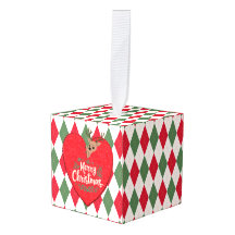 Enfeite de Cubo de Natal Alegre