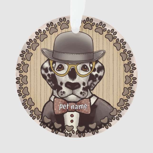 Enfeite de dálmata usando óculos (Frente)