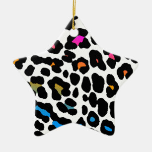 Enfeite de Estrela com Impressão de Leopardo Retro