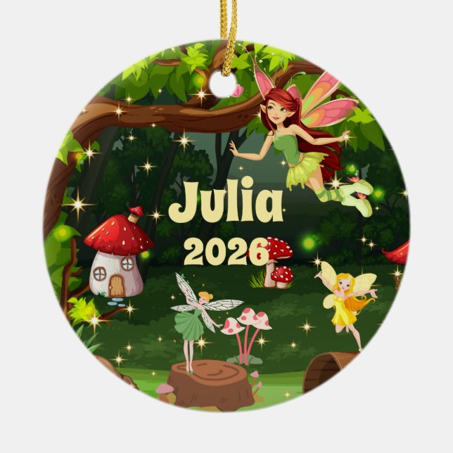 Enfeite de Fada com Nome Personalizado de Criança (Frente)