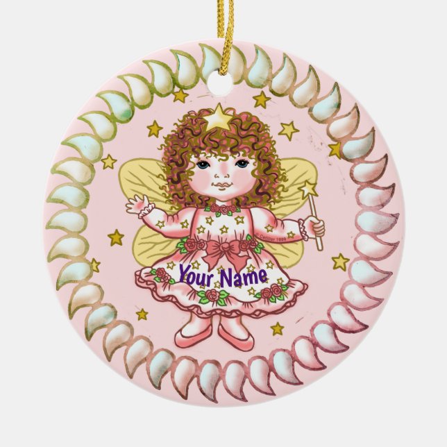 Enfeite de fada menina rosa (Frente)