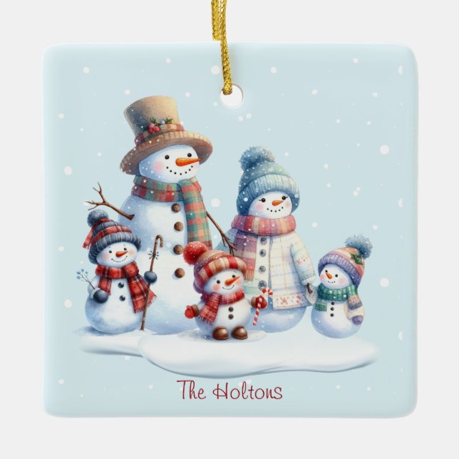 Enfeite de Família de Boneco de Neve com Múltiplos (Frente)
