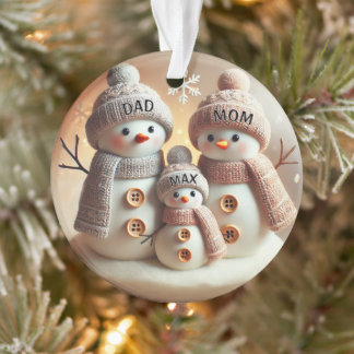 Enfeite de Família de Boneco de Neve Personalizado