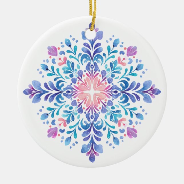 Enfeite de Floco de Neve Aurora Frost | Wi Rosa e  (Frente)