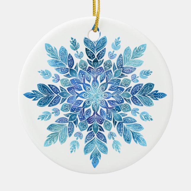 Enfeite de Floco de Neve de Samambaia de Cristal | (Frente)