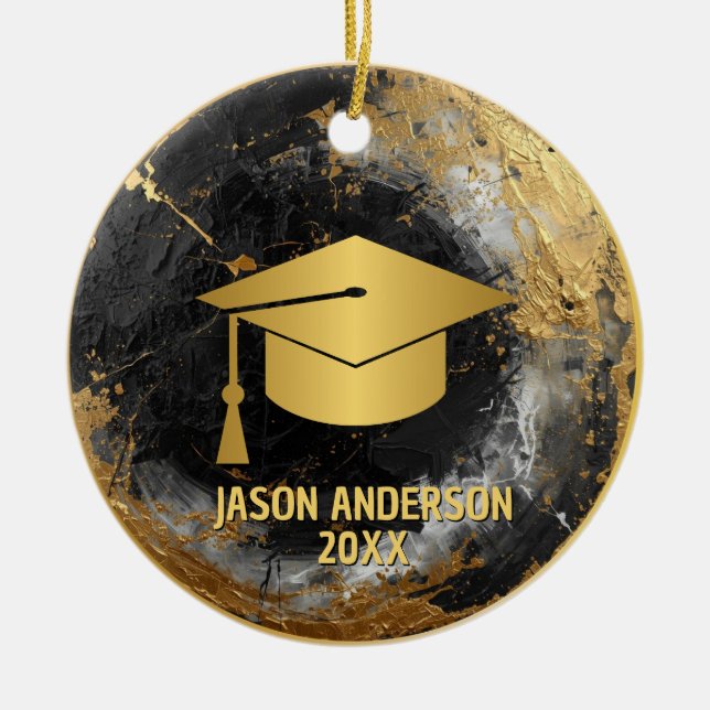 Enfeite de Formatura Personalizado Dourado e Preto (Frente)