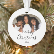 Enfeite de Foto com Letra Simples de Feliz Natal