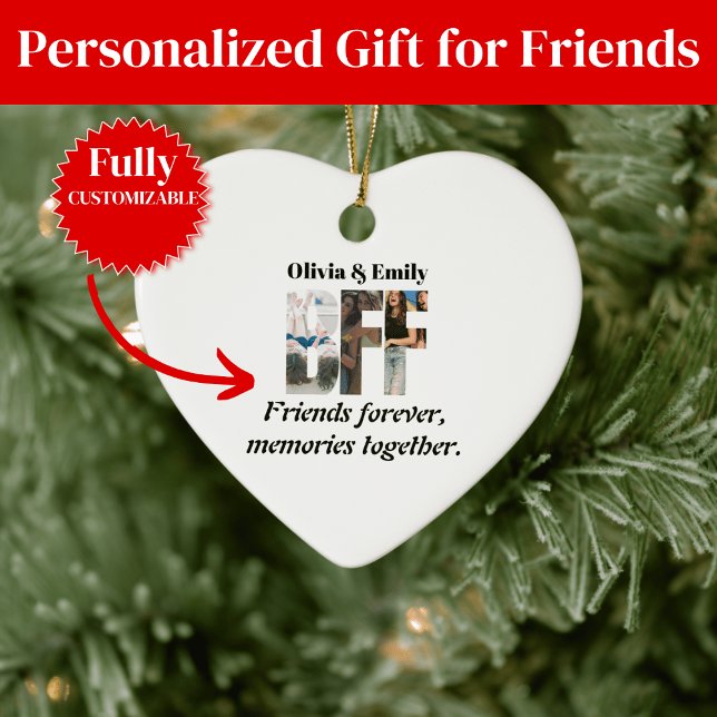 Enfeite de Foto de Amiga – Presente Personalizado (BFF Photo Ornament – Personalized Gift
)