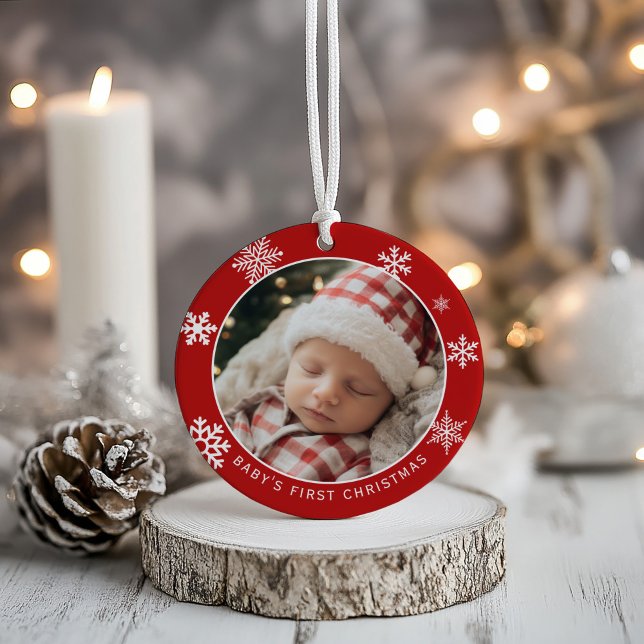 Enfeite de Foto de Primeiro Natal do Bebê Clássico (Criador carregado)