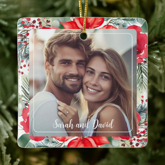 Enfeite de Foto do Nosso Primeiro Natal de Noivado